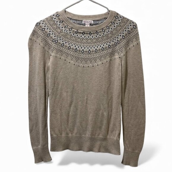 Merona Other - Merona Girls' XS/TP Beige Fair Isle Knit Sweater Cotton Rayon Nylon Blend